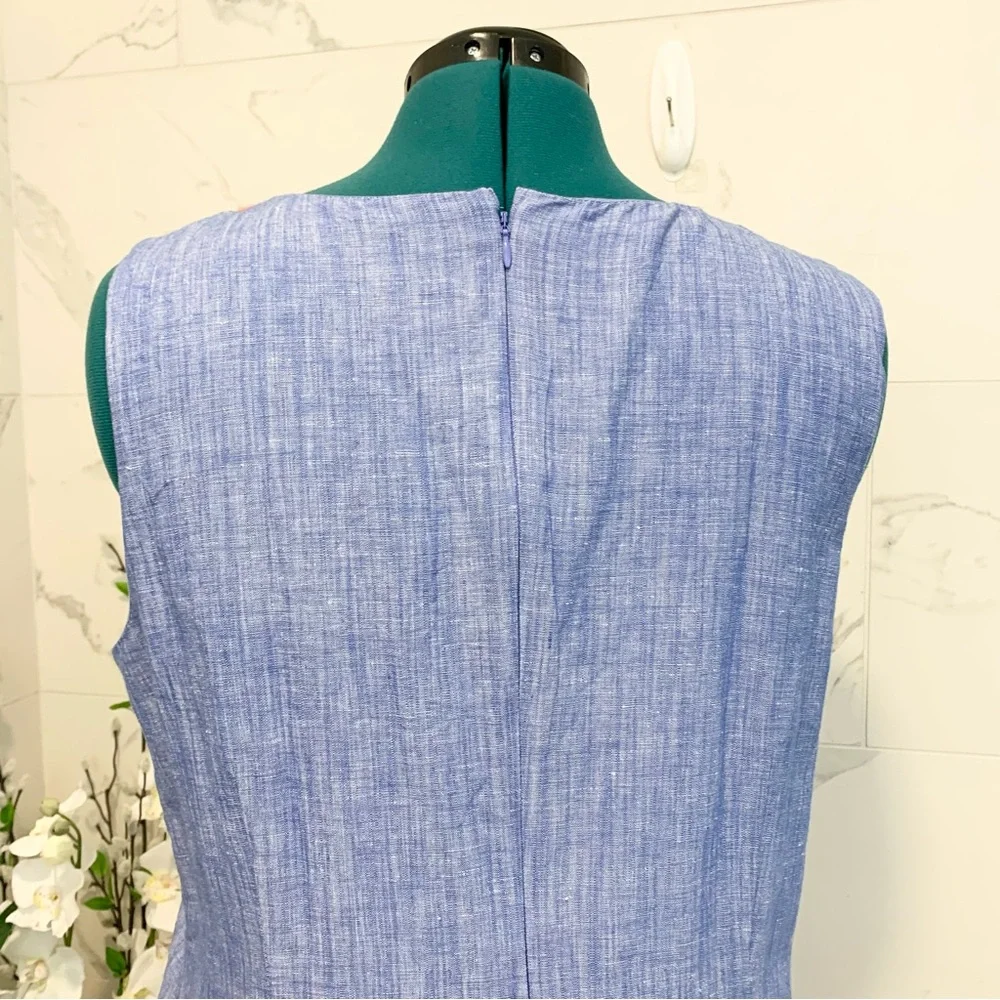 Talbots Dress Linen Blue Embroidered 16 - Picture 12 of 15